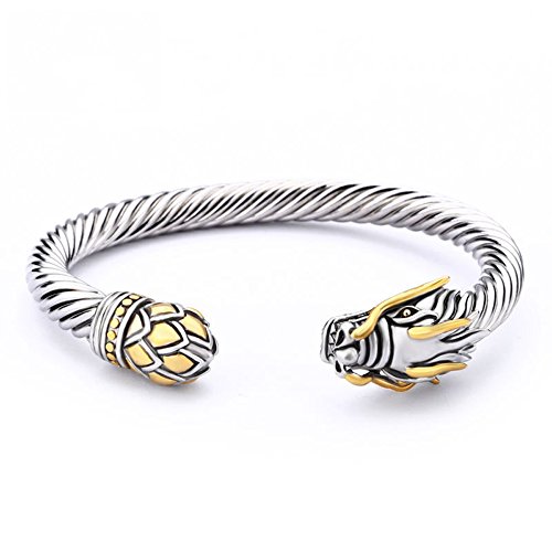 UNY Cable Entrelazado Brazalete de Pulsera Dos Tonos Inspirado en la Marca de Diseño para Joyas de Mujer Forma de Dragón Regalo Perfecto