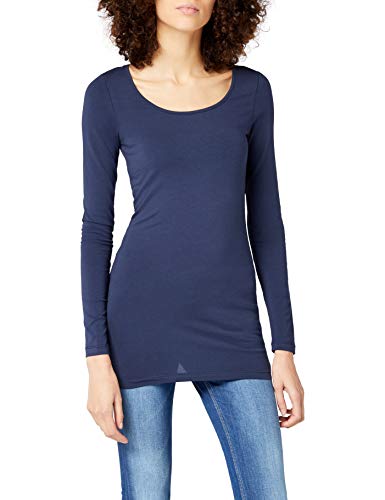 VERO MODA VMMAXI MY LS SOFT LONG U-NECK NOOS, Camisa Manga Larga Mujer, Azul (Black Iris), 36 (Talla del fabricante: Small)