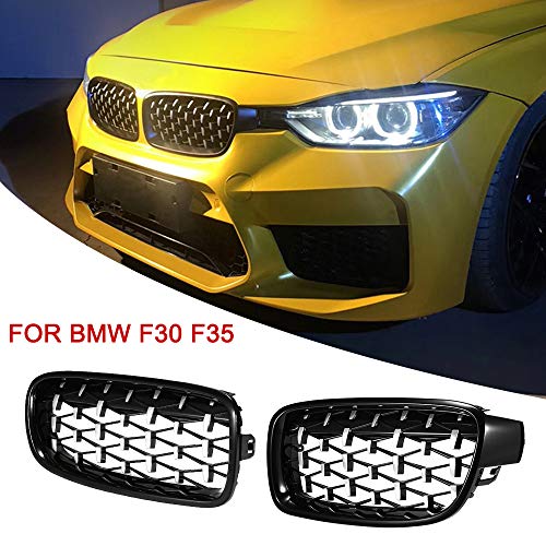 Vislone Front Kidney Grille Nuevo Meteor Semi-plateado Negro Compatible con B-MW F30/F31/F32 328i 335i 2012-2016 (negro)