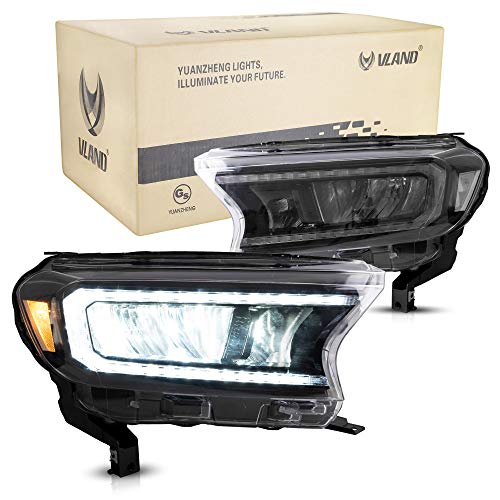 VLAND LED DRL Montaje de faros para Fo+rd Ranger T6 facelift Wildtrak Raptor FX4 2015-2020 luz delantera con dinámica