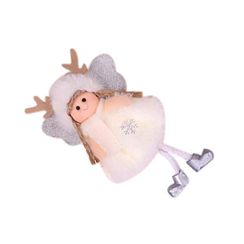 Vorcool - Gorro blanco con ángel para colgar, muñeca de peluche con colgante de Navidad, decoración doméstica, suministros para fiestas (colgante de ángel con cuerno blanco)