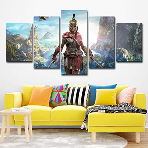 Wegji Arte 5 Junta Dewall Assassin'S Creed Odyssey Home Wall Decoration M: 10X15-2P 10X20-2P 10X25-1P Núcleo De Tela De Pintura Al Óleo