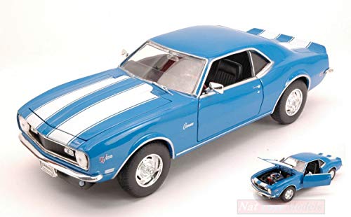 Welly WE0358 Chevrolet Camaro Z28 1968 Blue/White 1:24 MODELLINO Die Cast Model Compatible con