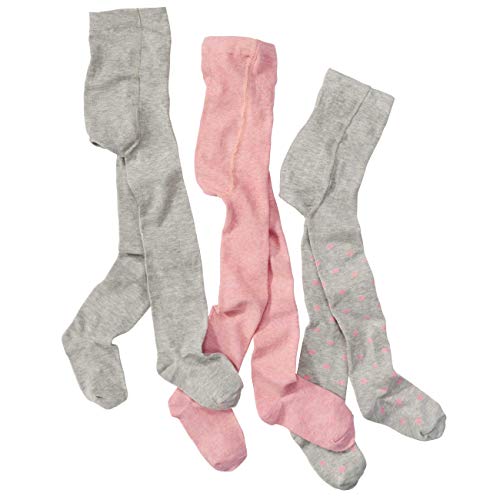 WELLYOU leotardos para bebés/niños, medias para niñas, juego de tres pantimedias para niñas, color rosa y gris con puntos. Tallas 62-146 (98-104)