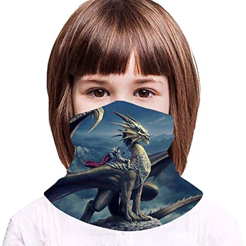 WH-CLA Polaina De Cuello para Niños, 3D Dragon Knight Fantasy Polainas De Cuello Elástico Calentador De Cuello Elegante Pasamontañas Microfibra Cuello Bufanda para Partido Ciclismo Motocicleta