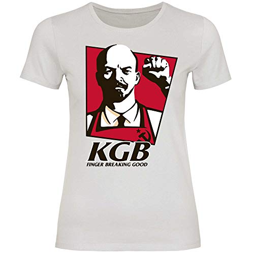 wowshirt Camiseta KGB Putin Lenin Unión Soviética, Rusia Gulag Propaganda de CCCP para Mujer, Tamaño:XL, Color:Pacific Grey