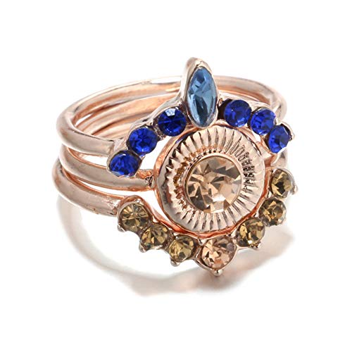 WZYMNJZ Los Anillos De Oro De Cristal Metal Moda Fijaron Los Anillos De La Corona del Rhinestone Azul De Alto Grado Fijados para Las Mujeres Anillos del Regalo del Banquete