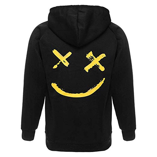 XIAOYAO Hombre Sudadera con Capucha Deportiva Manga Larga Hoodie Casual Camisa de Entrenamiento (L, Negro)