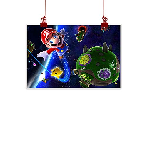 Xlcsomf Pintura al óleo con impresión 3D de anime Mario Galaxy 2 gotas para sala de estar, oficina, decoración de pared, sin marco, 71 x 50 cm