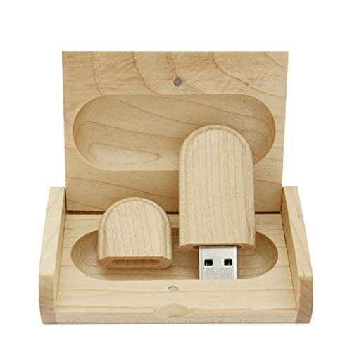 Yaxiny Unidad Flash USB 2.0 de Madera de Arce con Caja de Madera (16.0 GB)