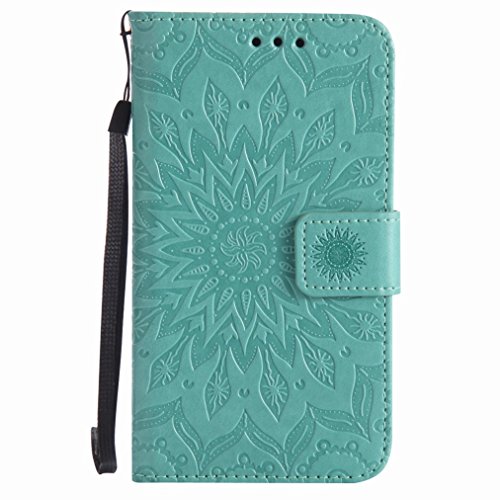 Yiizy Microsoft Lumia 640 LTE Funda, Pétalos Sol Diseño Billetera Carcasa Estuches PU Cuero Cover Cáscara Protector Piel Ranura para Tarjetas Estilo (Verde)