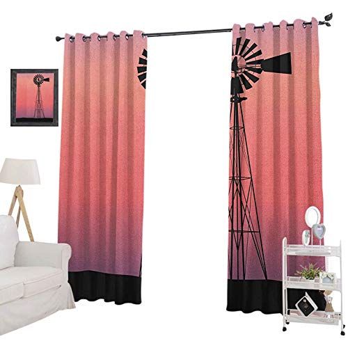 YUAZHOQI - Cortinas opacas para puertas francesas (132 x 160 cm), diseño de molino de viento