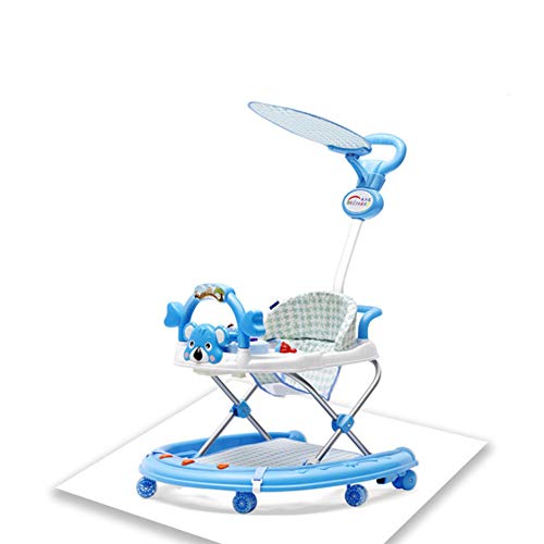 YZZ 6-18Months Bebé Ajustable Walker Balance Bebé Primeros Pasos De Coches De Música Antigua De La Educación De Los Niños del Niño De La Carretilla Sit-A-Coloca Walker,Azul