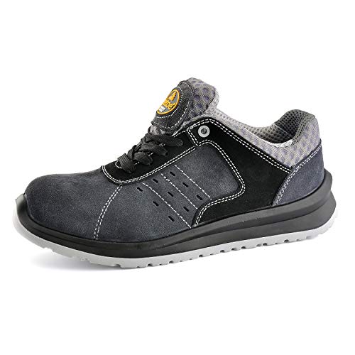 Zapatos de Seguridad Ultra-Ligeros para Hombres - SAFETOE 7331 Zapatillas Trabaja con Tus pies Bien protegidos (Talla 41, Gris)