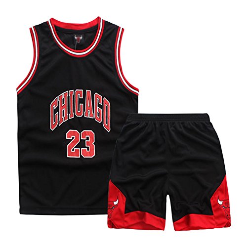 ZETIY - Juego de 2 maillot y pantalones de baloncesto para niños pequeños, Todo el año, Niños, color Negro , tamaño 4-5 Años