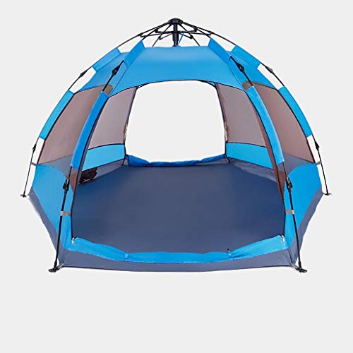 ZYM Tiendas iglú Carpa Hexagonal Camping 4 Persona con 6 Laterales de Malla Impermeable Carpa Doble Capa instantánea for Familia Senderismo Marquesinas y toldos (Color : Blue)