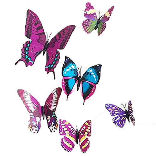 12 Pieces 3D Butterfly Stickrs Fashion Design DIY Wall Decoration House Decoration Babyroom Decoration-PURPLE by ZOOYOO