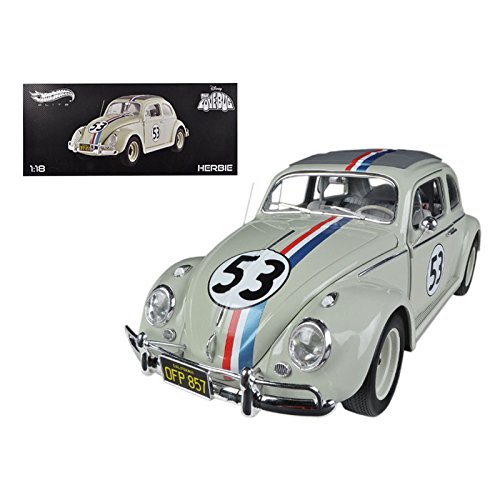 1963 Volkswagen Beetle The Love Bug Herbie #53 Elite Edition 1/18 Diecast Car Model by Hotwheels