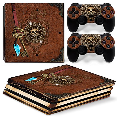 46 North Design Ps4 Pro Playstation 4 Pro Pegatinas De La Consola Old Book Treasure + 2 Pegatinas Del Controlador