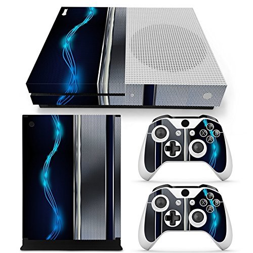 46 North Design Xbox One S Pegatinas De La Consola Blue Siver Metal + 2 Pegatinas Del Controlador