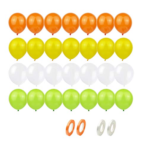 60Pcs Globos de Helio Globos de Decoración Cumpleaños Globos de Látex Naranja, Amarillo, Blanco y Verde Fruta Decoración de Globos para Aniversario,Fiesta,Graduación.