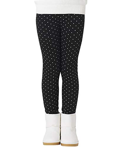 Adorel Leggings Térmicos Algodón Forros para Niñas Negro Lunares 9-10 Años (Tamaño del Fabricante 150)