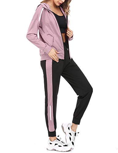 Aibrou Chandal Mujer Completo,Conjunto Chandal Dos Piezas Conjuntos Deportivos Sudadera con Cremallera y Pantalones de Chandal, (Taro Morado, L)