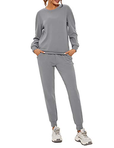 Akalnny Mujer 2 Piezas Chándales Cremallera Casuales Conjunto de Top Sexy de Manga Larga y Pantalón de Banda elástica Yoga Ropa Deportiva para otoño Invierno