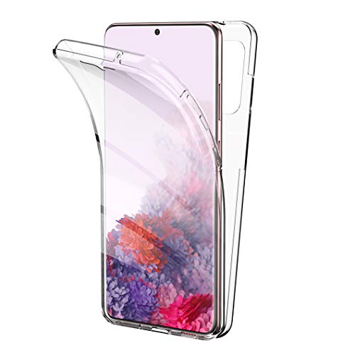 All Do Funda para Samsung Galaxy S20, 360 Grados Protección Diseñada, Transparente Ultrafino Silicona TPU Frente y PC Back Carcasa Belleza Original Funda de Doble Protección - Transparente