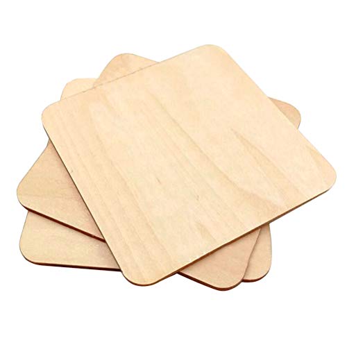 Amosfun 100 Piezas de Madera cuadradas de Madera sin Acabado, Discos de Madera de baldosas de Madera de Madera para Manualidades, centros de Mesa, Adornos de 20 mm, Ver Imagen, 140 mm