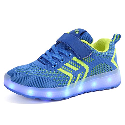 Ansel-UK LED Zapatos Verano Ligero Transpirable Bajo 7 Colores USB Carga Luminosas Flash Deporte de Zapatillas con Luces Los Mejores Regalos para Niñas Niños Cumpleaños Navidad Reyes Mango