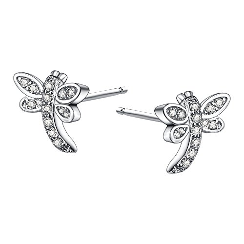 AoedeJ Aretes de cristal con libélula Pendientes de plata de ley 925 con circonita cúbica Joyas para mujeres (Estilo 2)