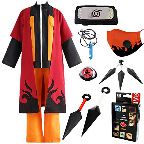 AOGD Anime Naruto Shippuden Uzumaki Naruto Séptima generación Cosplay Disfraz Fiesta de Carnaval de Halloween Vestidos Naruto Capa Adulto Unisex Niños Ninja Conjunto