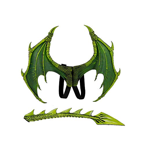 BaronHong Halloween Mardi Gras Disfraz Cosplay Alas de águila para adulto ((Wing-tail) -verde, M)