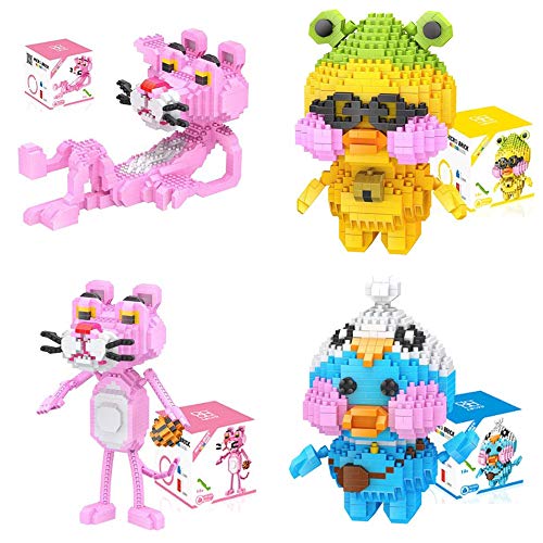 B&H-ERX Mini Bloques Linda Rosa Modelo Pantera subasta Figura de Dibujos Animados Pato Jigsaw Puzzle 3D Juguetes de construcción Bloques educativos para los Regalos de los niños Juguetes para niñas,E