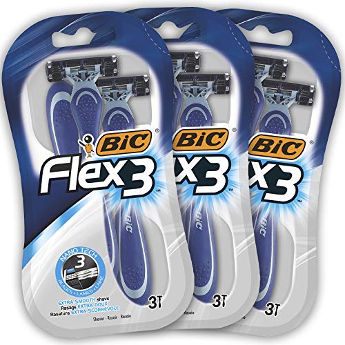 BIC RAZORS, Flex3 Maquinillas Desechables Para Hombre - Paquete De 3 Packs De 3, 9 Unidad