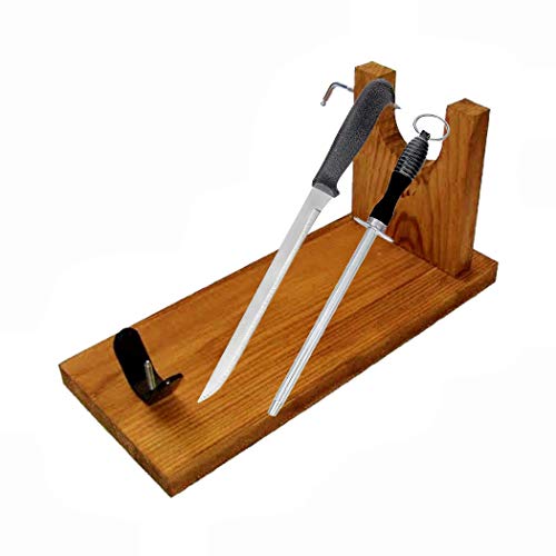 BlendNature Jamonero Tabla Soporte de Madera + Cuchillo de Corte + Chaira