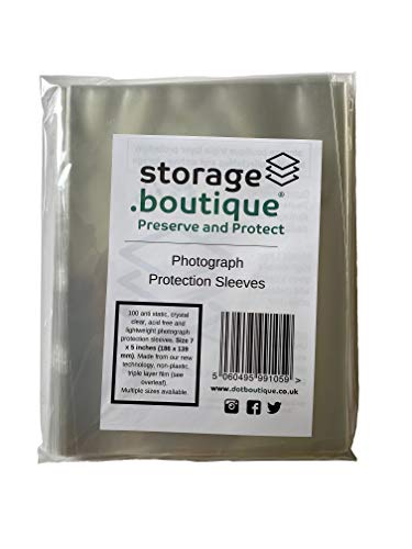 .boutique Fundas Protectoras para fotografía, Transparentes, sin ácidos, 3 Capas, tamaño Grande (186 x 139 mm), 100, Natural, Talla única