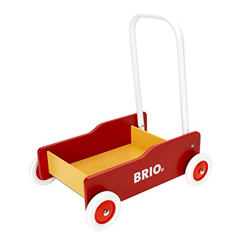 BRIO 31350 Andador Primeros Pasos Rojo/Amarillo, BRIO TODDLER, Edad Recomendada 9-12 Meses