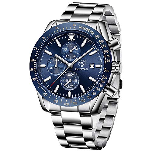 BY BENYAR Casual Reloj de Hombre Cuarzo Analógico Deportes Cronógrafo Impermeable Reloj de Pulsera