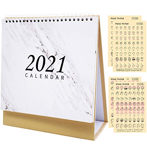 Calendario de Escritorio 2021 -YUESEN Enero 2021 - Diciembre 2021, Calendario Sobremesa 2021 para la Oficina o el Hogar con Lista de Tareas, con Adhesivos(27 x 21cm)