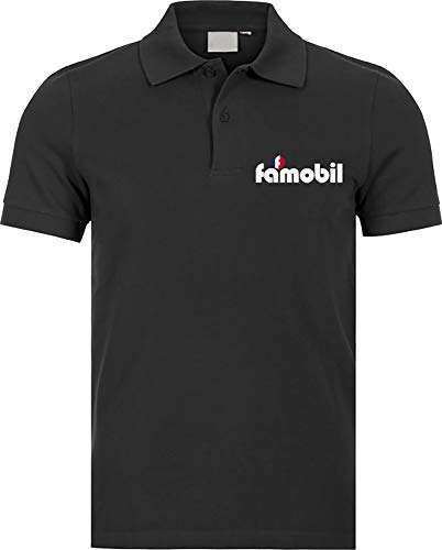 Camisetas EGB Polo Famobil ochenteras 80´s Retro (S, Negro)