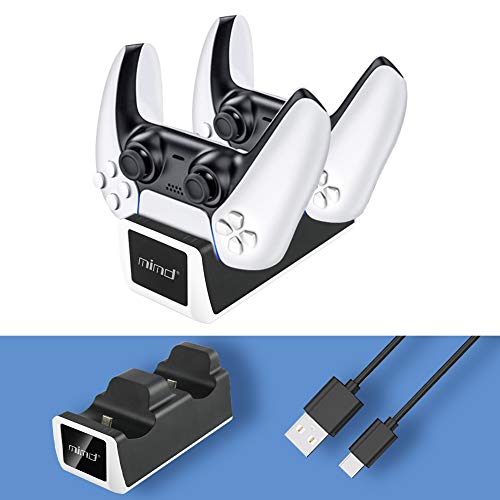 Cargador Mando PS5,carga rápida para PlayStation5 DualSense Controller,base de carga para ps5 Se pueden cargar dos controladores,Estación de Carga USB tipo C Rápido Dual con LED Indicadors-negro.