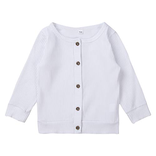 Carolilly Suéter de bebé unisex, ropa de punto, color liso, informal, otoño e invierno Bianco 12-18 meses