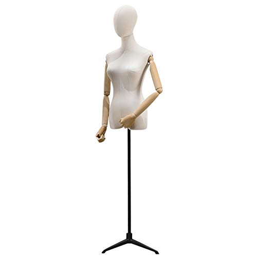 CHAXIA-Maniquí Torso Busto Femenina Tienda De Ropa for Mujeres Ropa Soporte De Exhibición Vestido De Novia Forma del Vestido, con Molde De Cabeza Brazo Base De Trípode, 3 Colores Disponibles