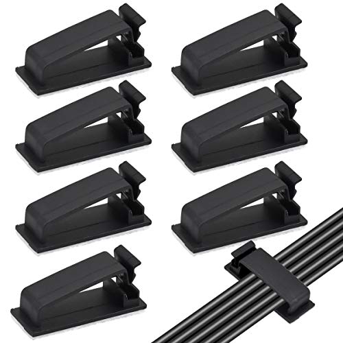 Chstarina 50 Piezas Clips para Cable Adhesivos Soporte del Cable Organizador de Cables Clips Adhesivos para Cables USB TV Cargador Oficina Hogar Negro