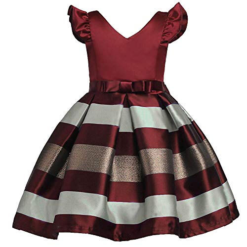 Cichic - Vestido de princesa para niña, elegante, para bodas, cumpleaños, flores, 2-10 años Rot Streifen 6-7 Años