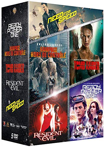 Coffret Films issus de Jeux Vidéo : Rampage - Hors de contrôle + Tomb Raider + Ready Player One + Resident Evil + Need for Speed [Francia] [DVD]