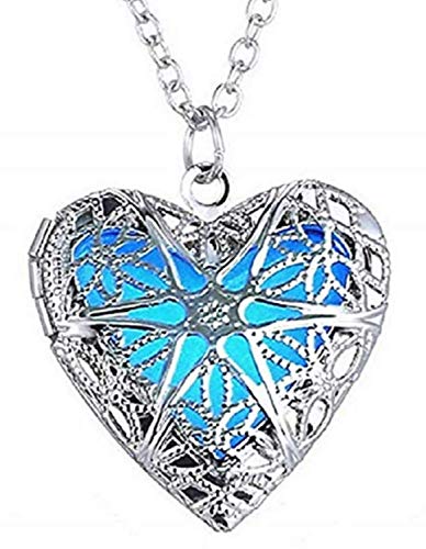 Collar con Colgante de corazón Que se Abre y Amor, Plata abombada incrustada, Joya con Motivos Florales para Amistad, Amigos del corazón, Pareja de compromisos, Regalo de San Valentín, Amor