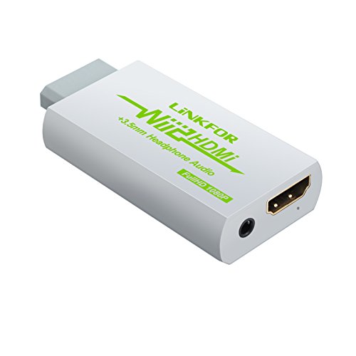 Convertidor Wii a HDMI Adaptador Wii2HDMI 720P / 1080P Conversor de Video Puerto HDMI con Salida Audio 3.5mm Jack Soporte NTSC PAL Compatible con Wii HDTV Proyector-Blanco